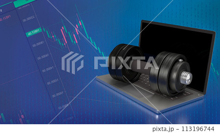 The dumbbell and Notebook for bodybuilding or life style concept 3d rendering. The dumbbell and Notebook for bodybuilding or life style concept 3d rendering. 113196744