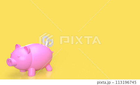 The Piggy Bank and wind up for earn or saving concept 3d rendering. 113196745