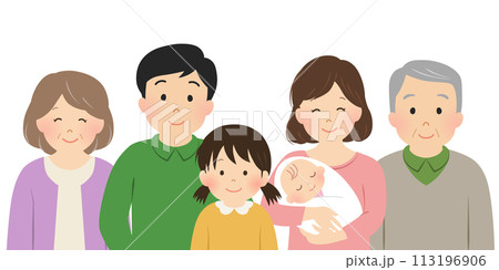 家族のベクターイラスト　三世代 113196906