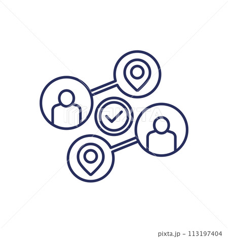 relocate, relocation line icon on white relocate, relocation line icon on white 113197404