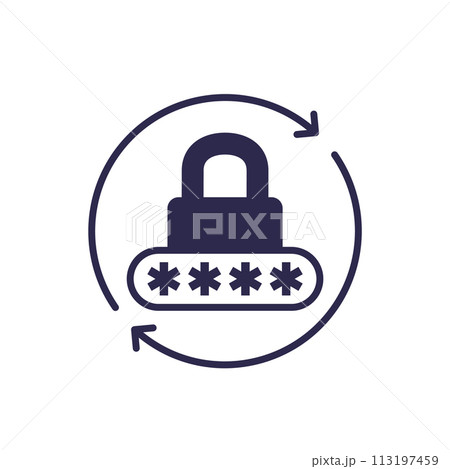 password reset, security icon, vector pictogram password reset, security icon, vector pictogram 113197459