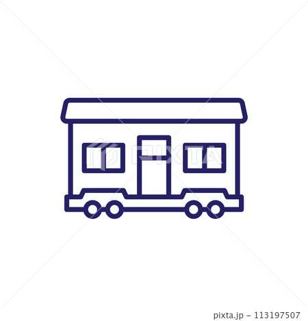 mobile home icon, house trailer line vector 113197507