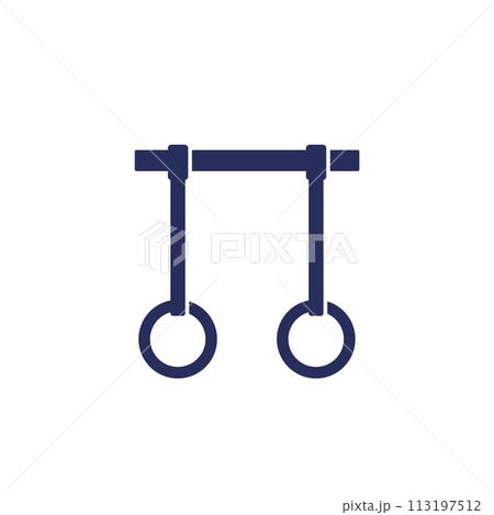 gymnastics rings and a bar icon on white 113197512