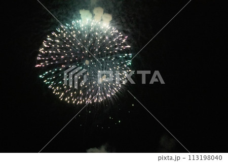 緑色の夜空に咲く花火 緑色の夜空に咲く花火 113198040