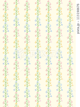 水彩手描きのナチュラルな植物黄色背景-縦 水彩手描きのナチュラルな植物黄色背景-縦 113198676