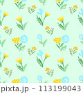 Watercolor dandelion field seamless pattern with light background for cover, packaging, fabric decorative design. Abstract texture. 113199043