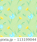 Watercolor dandelion field seamless pattern with light background for cover, packaging, fabric decorative design. Abstract texture. 113199044