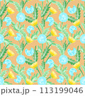 Watercolor dandelion field seamless pattern with light background for cover, packaging, fabric decorative design. Abstract texture. 113199046