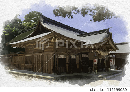 水彩画風 八重垣神社 拝殿 島根県松江市 水彩画風 八重垣神社 拝殿 島根県松江市 113199080