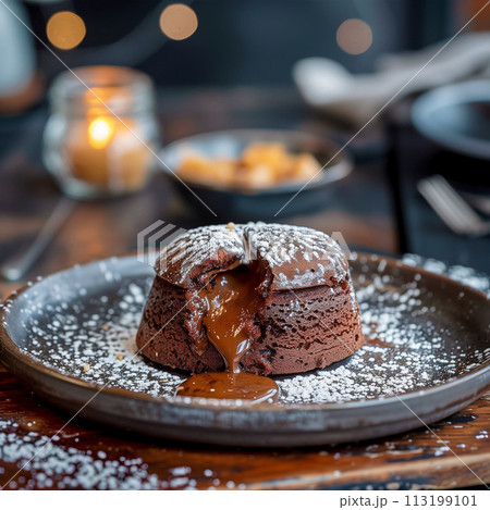 とろーりと溶けたチョコ入りモルテン・チョコレートケーキ 113199101