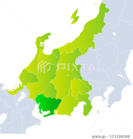 愛知県地図と中部地方 愛知県地図と中部地方 113199269
