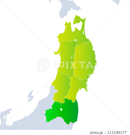 福島県地図と東北地方 113199277