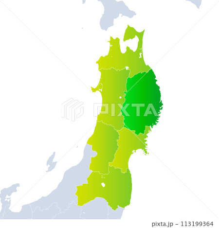 岩手県地図と東北地方 岩手県地図と東北地方 113199364