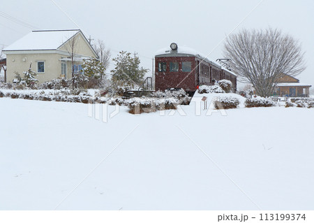 雪景色の安曇野ちひろ公園 雪景色の安曇野ちひろ公園 113199374
