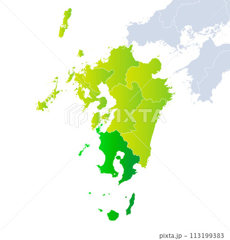 鹿児島県地図と九州地方 113199383