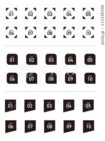 01から10までの数字アイコン　セット 113199386