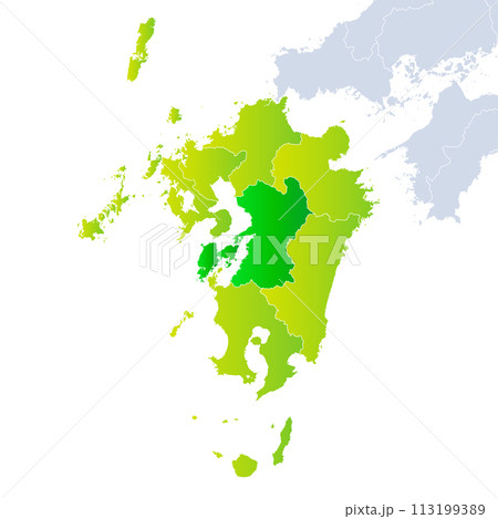 熊本県地図と九州地方 113199389