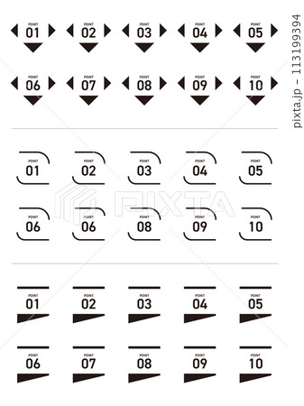 01から10までの数字アイコン　セット 113199394