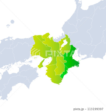 三重県地図と近畿地方 113199397