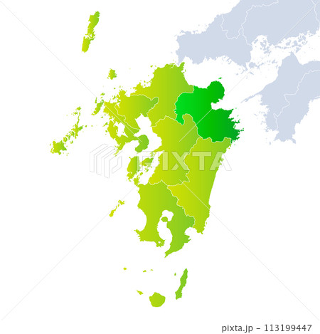 大分県地図と九州地方 113199447