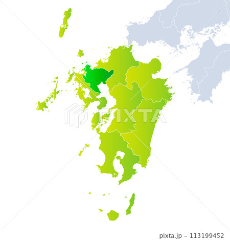 佐賀県地図と九州地方 113199452