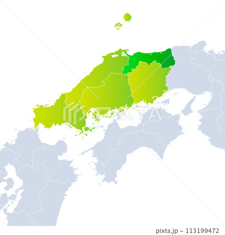鳥取県地図と中国地方 113199472
