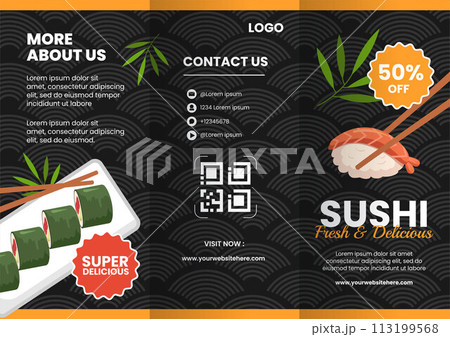 Sushi Japanese Food Brochure Flat Cartoon Hand Drawn Templates Background Illustration Sushi Japanese Food Brochure Flat Cartoon Hand Drawn Templates Background Illustration 113199568