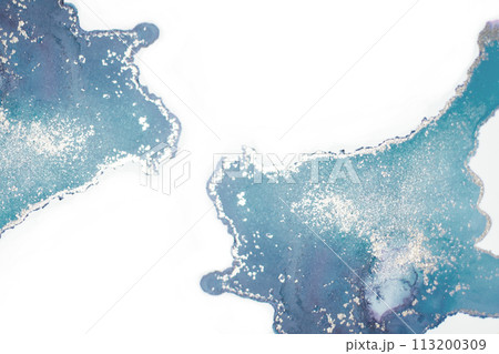 鮮やかな水彩画 アルコールインク 幻想的　枠　フレーム 113200309