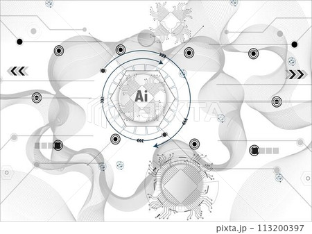 Chatbot OpenAi and line technology network background. Smart AI or Artificial Intelligence vector illustration using Chatbot.Digital technology. 113200397