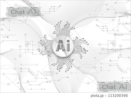 Chatbot OpenAi and line technology network background. Smart AI or Artificial Intelligence vector illustration using Chatbot.Digital technology. 113200398