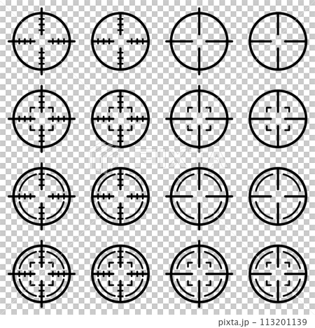 Vector illustration set of monochrome target icons and aiming marks 113201139