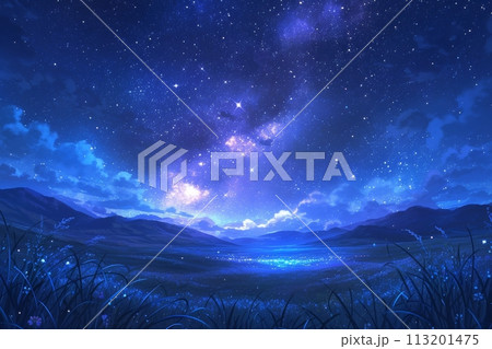 宇宙の静寂に咲く星々の輝き：幻夜を彩る光のアンサンブル AI生成 5 113201475