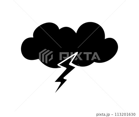 シンプルな雷雲のシルエットイラスト 113201630
