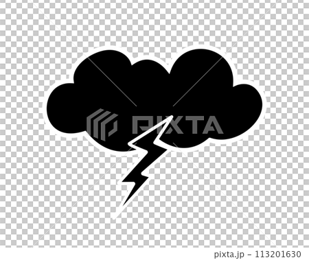 シンプルな雷雲のシルエットイラスト 113201630