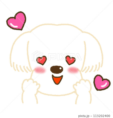 うっとりした表情のマルチーズのイラスト 113202400