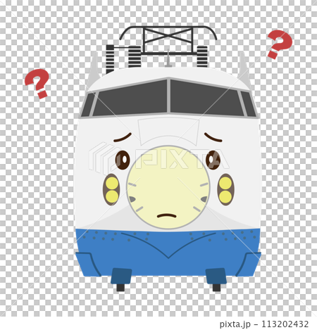 困り顔の0系新幹線のイラスト 困り顔の0系新幹線のイラスト 113202432