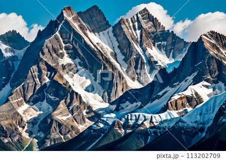 winter panorama of high mountains 113202709