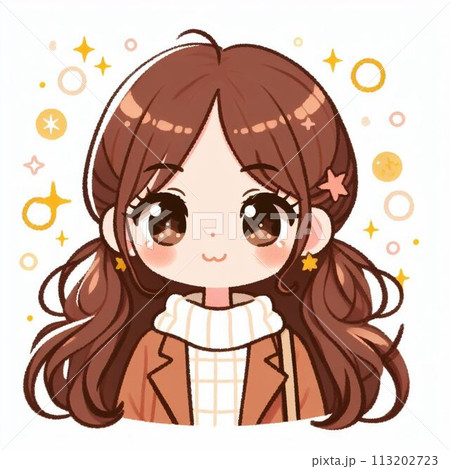 ロングヘアの冬服の可愛い女の子 113202723