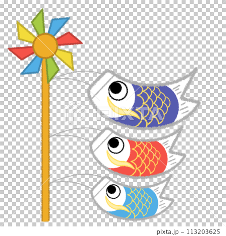 こいのぼりのクレヨンイラスト 113203625