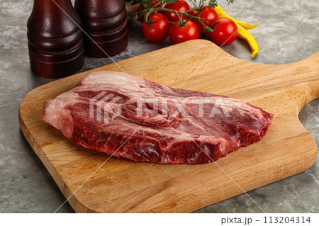 Raw beef chuck roll steak Raw beef chuck roll steak 113204314