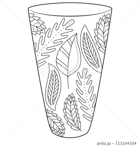 Outline vase, vector linear. Vase pottery, ancient pot greek. Coloring page 113204384