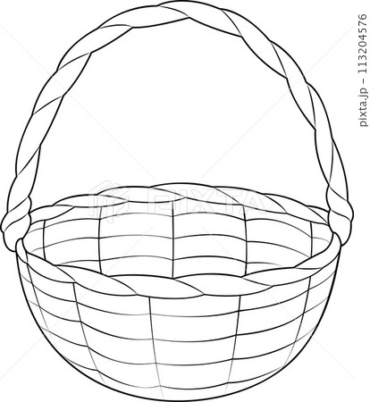 Empty wicker basket. Black and white isolated on white background basket. 113204576