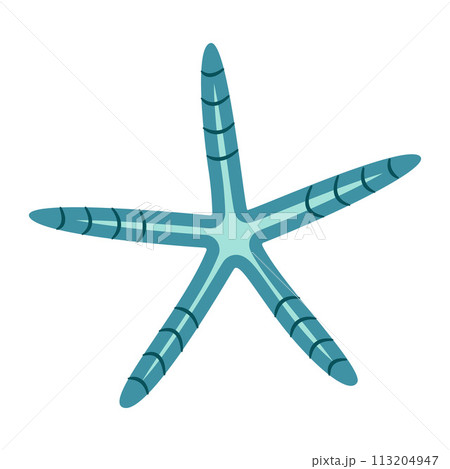 Blie Starfish flat icon. Linckia Sea animal cartoon style. Echinoderm. Underwater world Blie Starfish flat icon. Linckia Sea animal cartoon style. Echinoderm. Underwater world 113204947