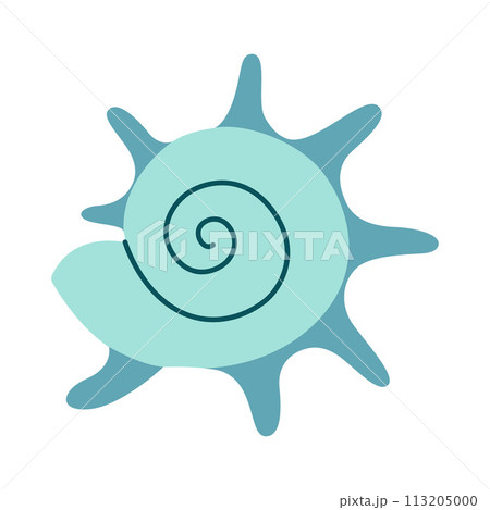 Yoka Star Turban Seashell Hand drawn. Cartoon style flat illustration isolated on white background. 113205000
