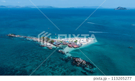 Arerial view Koh Khai Nok, Khai Nok island is one of the most famous island in Thailand, Crystal clear water and white sand beach can attract many tourists, Phuket, Thailand. 113205277