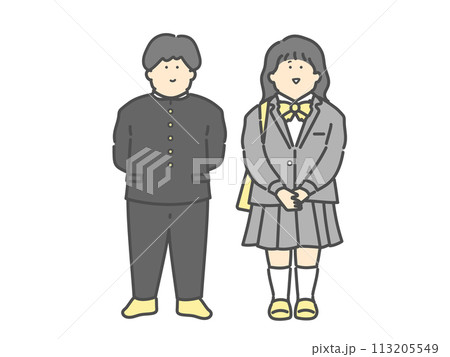 男子学生と女子学生の全身イラスト 113205549
