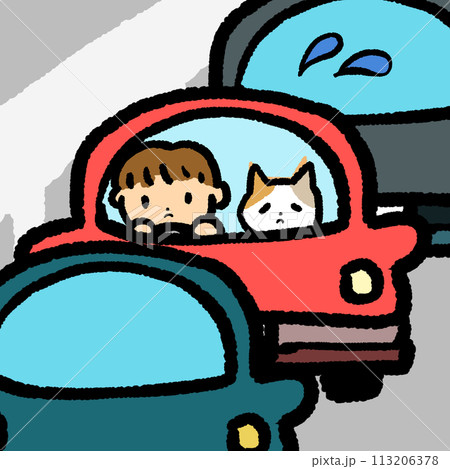 渋滞で困っているイラスト 113206378