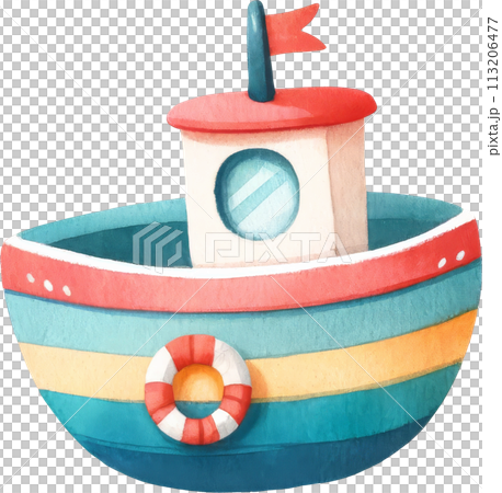 Colorful Illustrated Children's Toy Boat Colorful Illustrated Children's Toy Boat 113206477