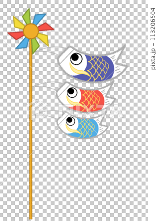 こいのぼりのクレヨンイラスト 113206504