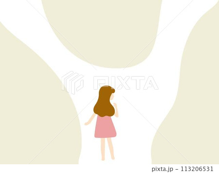 道に迷う女性の後ろ姿イラストのイラスト素材 [113206531] - PIXTA
